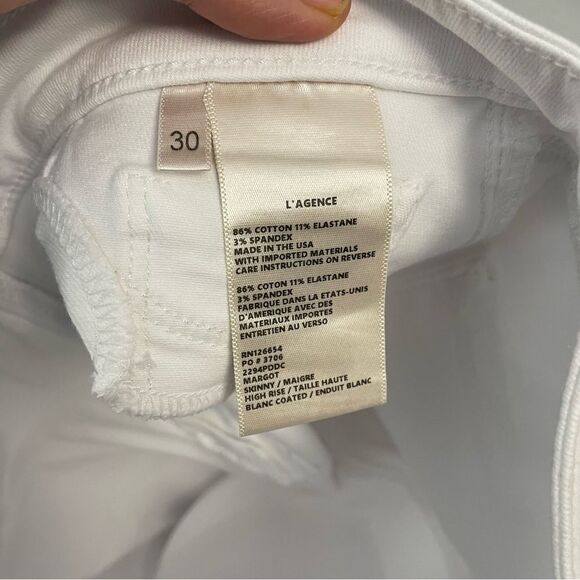 L'AGENCE Margot High-Rise Stretch Skinny Ankle Jeans Blanc Coated sz 30 New - Picture 6 of 7